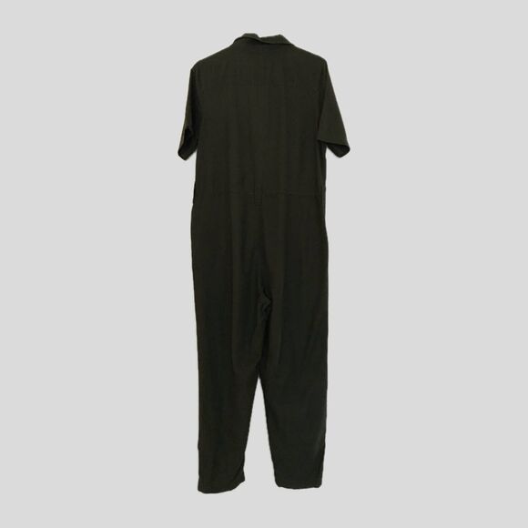 Lucky Brand Olive Green Short Sleeve Collared Casual Jumpsuit Flight Suit - L - Picture 3 of 7